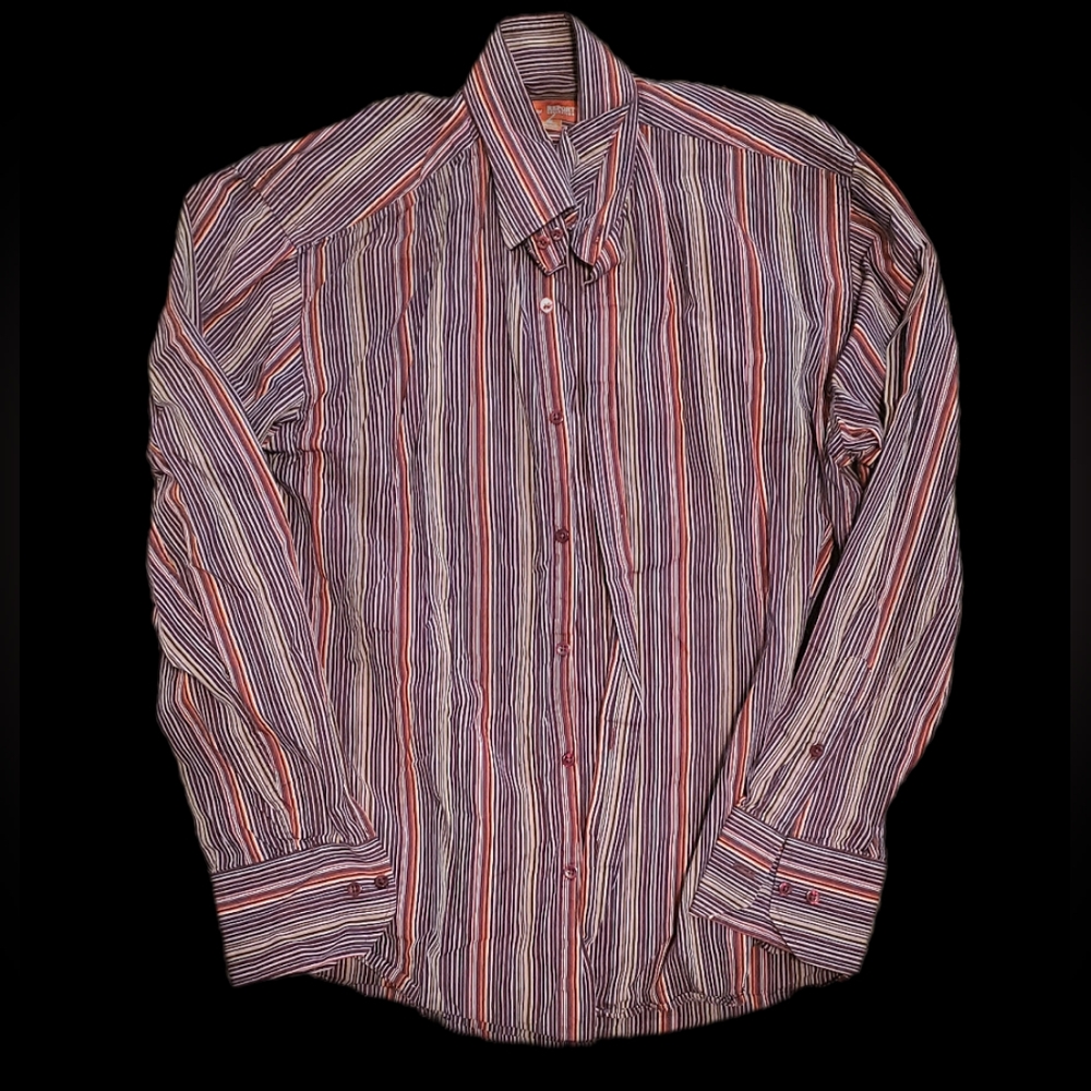 Report Collection multi-color striped dress shirt size M